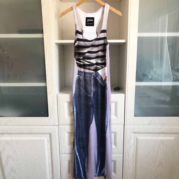 Y/project Jean Paul Gaultier Edition TROMPE L'OEIL MARINIER MAXI DRESS - WHITE - Picture 1 of 12